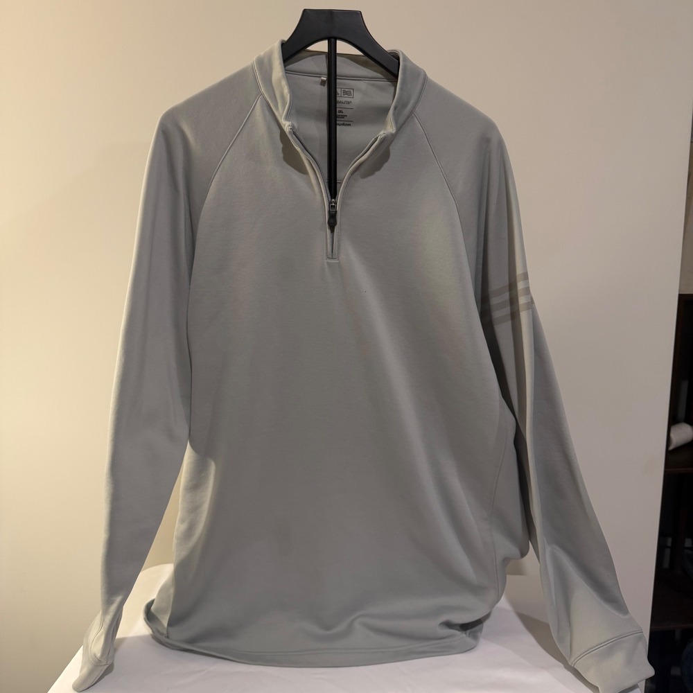 Adidas Golf Climalite Mens 3XL Quarter Zip Pullover Grey Long Sleeve Mock Neck